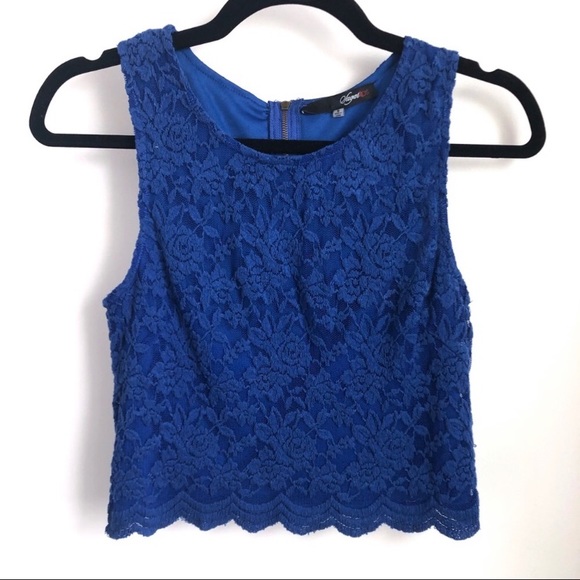 Sugarlips 2 piece tank and skirt set in cobalt blue lace size small - Picture 3 of 8